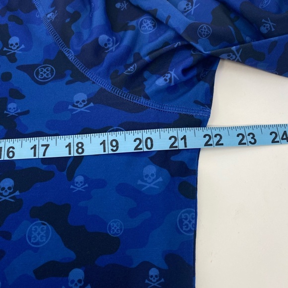 G/Fore G4 Golf Pullover Icon Camo Luxe Skull & T’s Print Blue Polyester NWOT MED - Picture 5 of 8
